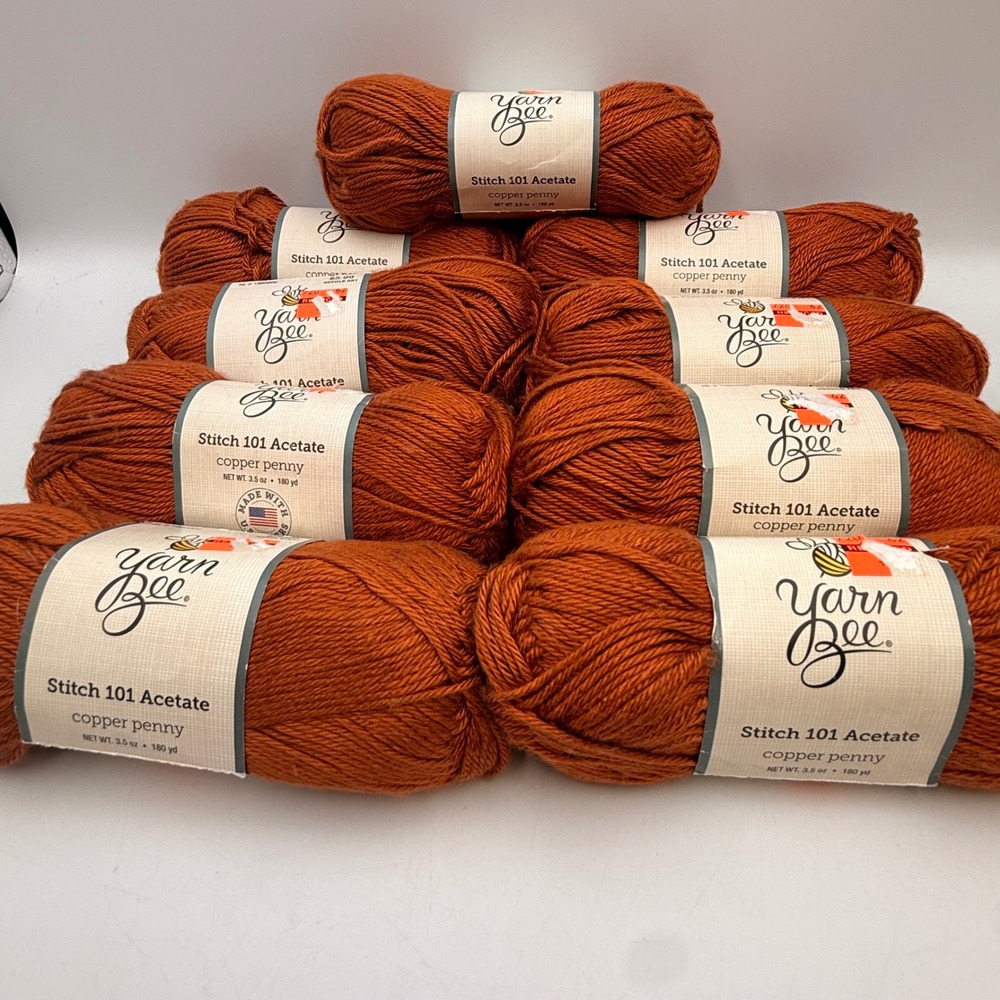 9 Skeins Yarn Bee Stitch 101 Acetate Yarn Copper Penny 05 Orange 1620 Yards